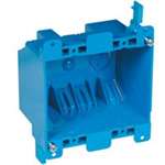 Carlon B225R-UPC Outlet Box, 2 -Gang, PVC, Blue, Clamp Mounting